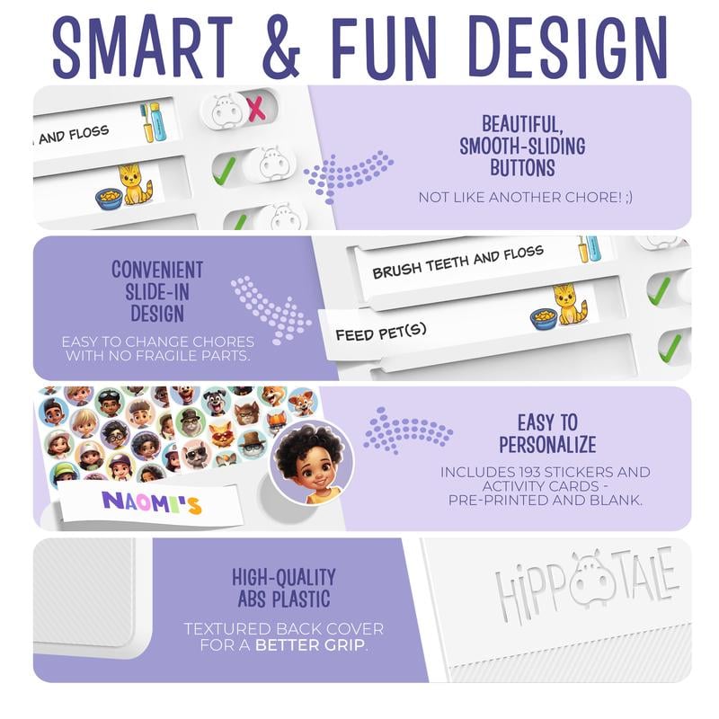 Magnetic Kids Chore Chart - Daily Routine Chart with Checklist, Stickers, Plastic Icons & Visual Task System