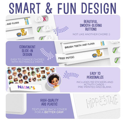 Magnetic Kids Chore Chart - Daily Routine Chart with Checklist, Stickers, Plastic Icons & Visual Task System