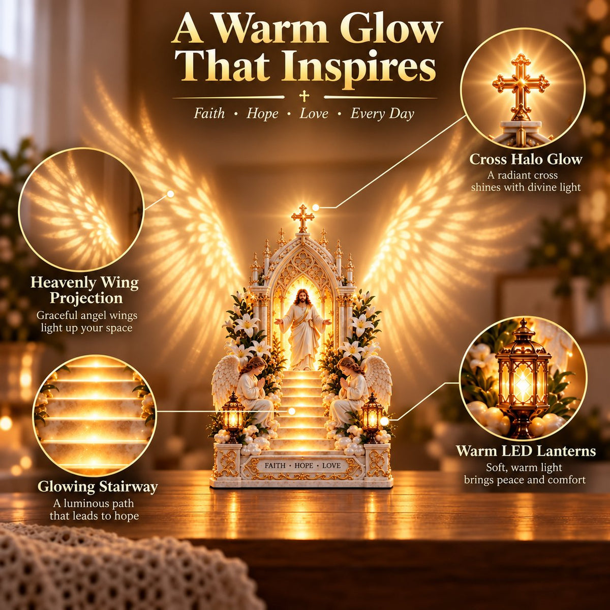 ✨ ✝️ Heaven Opens Up – Step by Step: The Illuminated Jesus Staircase | Faith, Hope, and Love