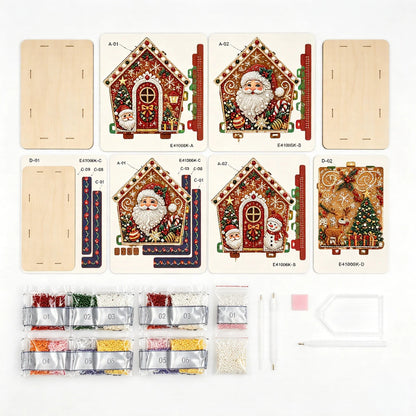🔥 LAST DAY 49% OFF – 🎄Christmas Pearl Cottage Art Kit | Pre-Cut Wooden Panels, Sparkling Rhinestones, Pearl Beads & Complete Tools for a 3D Holiday House ✨