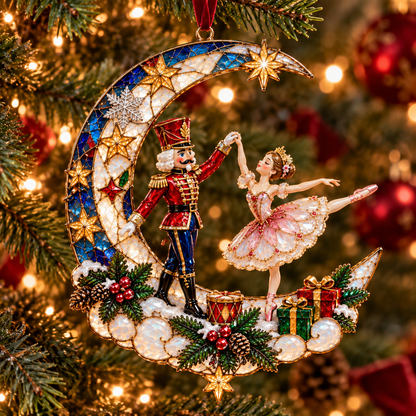 🌙 Moonlit Christmas – 6-Piece Storybook Crescent Moon Ornament Set