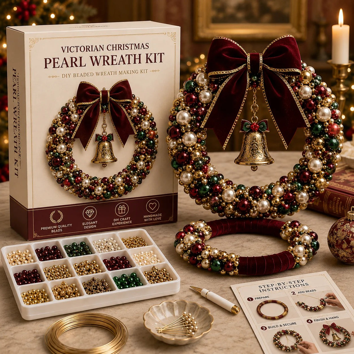 🎄✨ Plymagic DIY Christmas Wreath Pearl Art Kit🎁