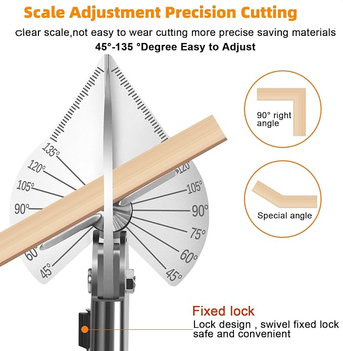 ⛏️Multi Angle Miter Shear Cutter, Stainless steel material, 45°-135° Adjustable Angle Trim Scissors Hand Tool