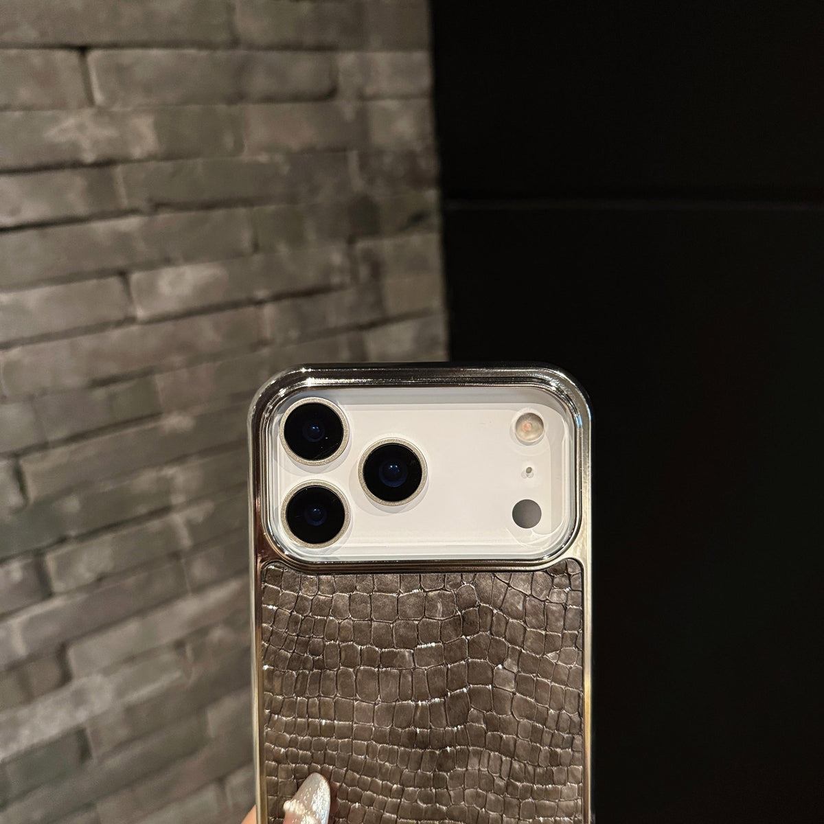 Luxe Croc Leather iPhone Case | Chrome Edge Slim Protective Cover ✨