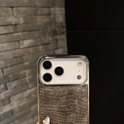 Luxe Croc Leather iPhone Case | Chrome Edge Slim Protective Cover ✨