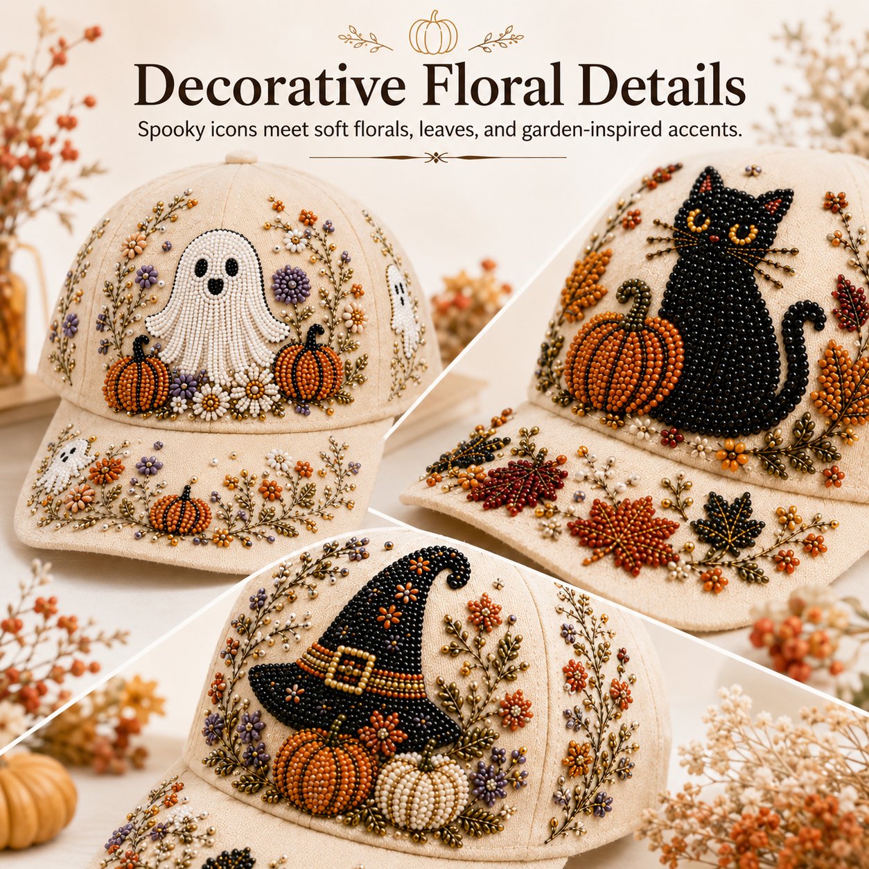 Halloween Beaded Embroidery Hat DIY Kit