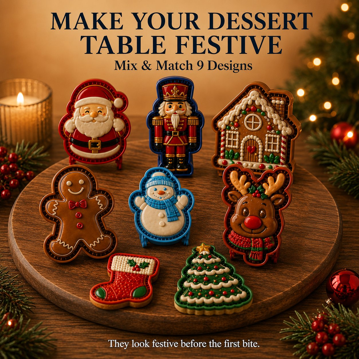 ⏳ Last Day 49% OFF – 🎄 9-Design Christmas Mini Pie Mold Collection | Reusable Embossed Molds for Shaping Detailed Santa, Snowman, Reindeer, Tree & Holiday Pies 🥧✨