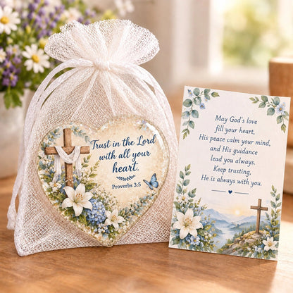 ✝️ Christian Faith Heart Keepsake with Prayer Card & Organza Bag