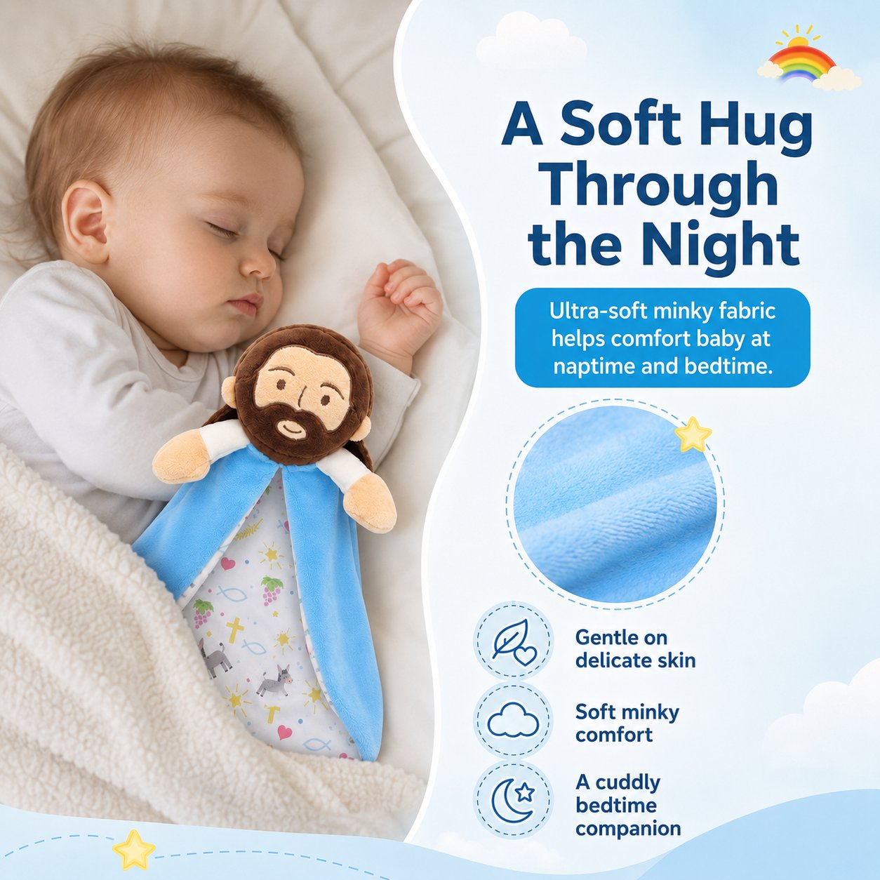 ✝️Jesus Baby Lovey Security Blanket❤️Faith, Love, Safe & Comfort In Every Hug🤗
