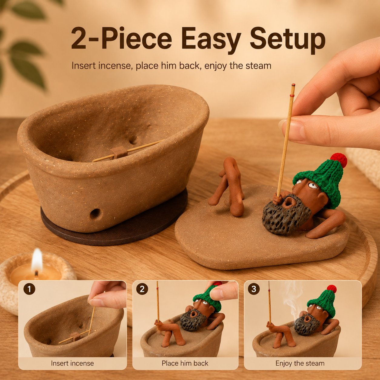 Lazy Bath Man Incense Burner 🛁🧘