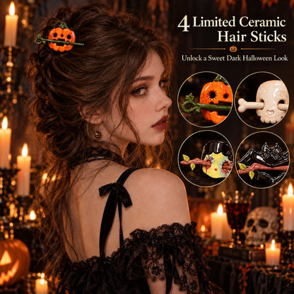 Halloween Ceramic Hair Claw & Pin – 4 Spooky Styles