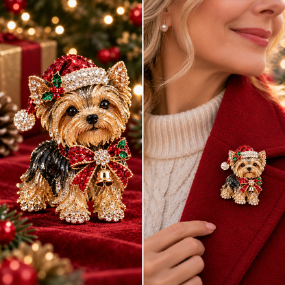 🎄🐶 Christmas Westie & Yorkshire Terrier Dog Brooches