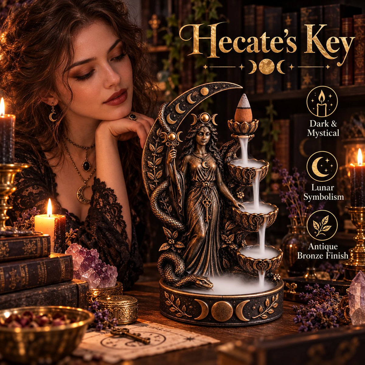 🔮 Hecate’s Key & Aphrodite’s Veil Backflow Incense Holders – Sculptural Smoke Waterfall Décor