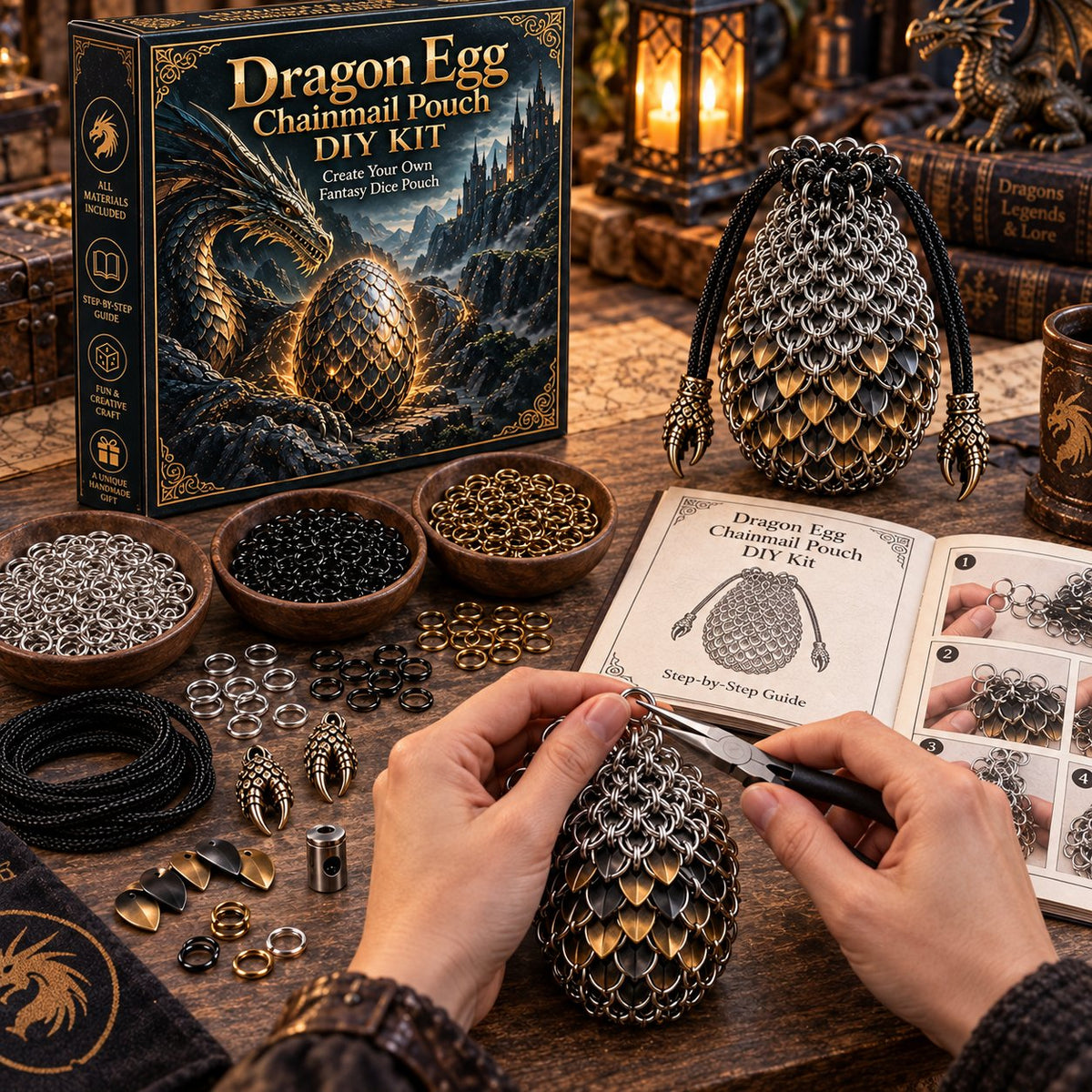 🔥Last Day 49% OFF - 🐉 Dragon Egg Chainmail Pouch DIY Kit