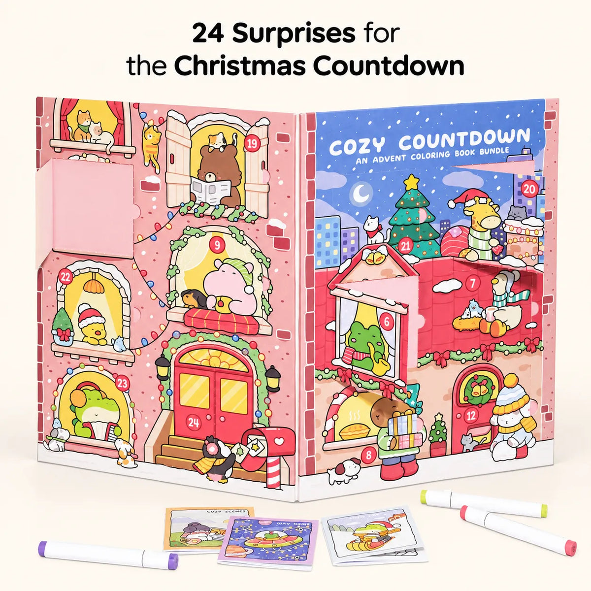 🎄LAST DAY 50% OFF - 🎁🎨 24-Day Christmas Countdown Mystery Box mini Coloring Book Set(📦Buy 2 Free Shipping)