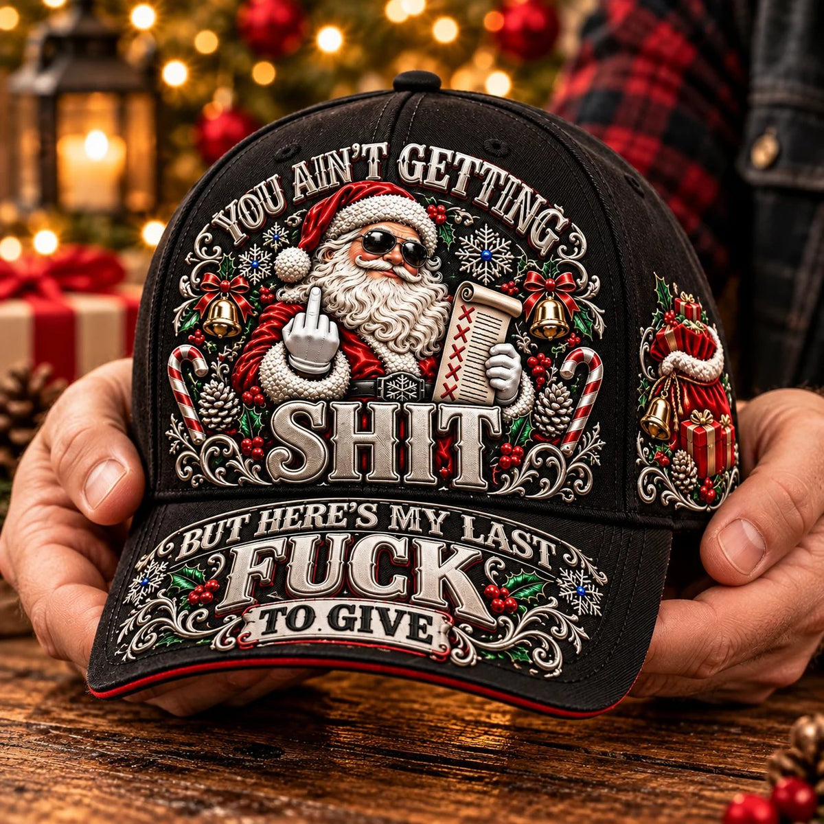 🎄Santa’s Last Gift Adult Humor Christmas Cap - 100% Cotton 🎅You Ain’t Getting Shit