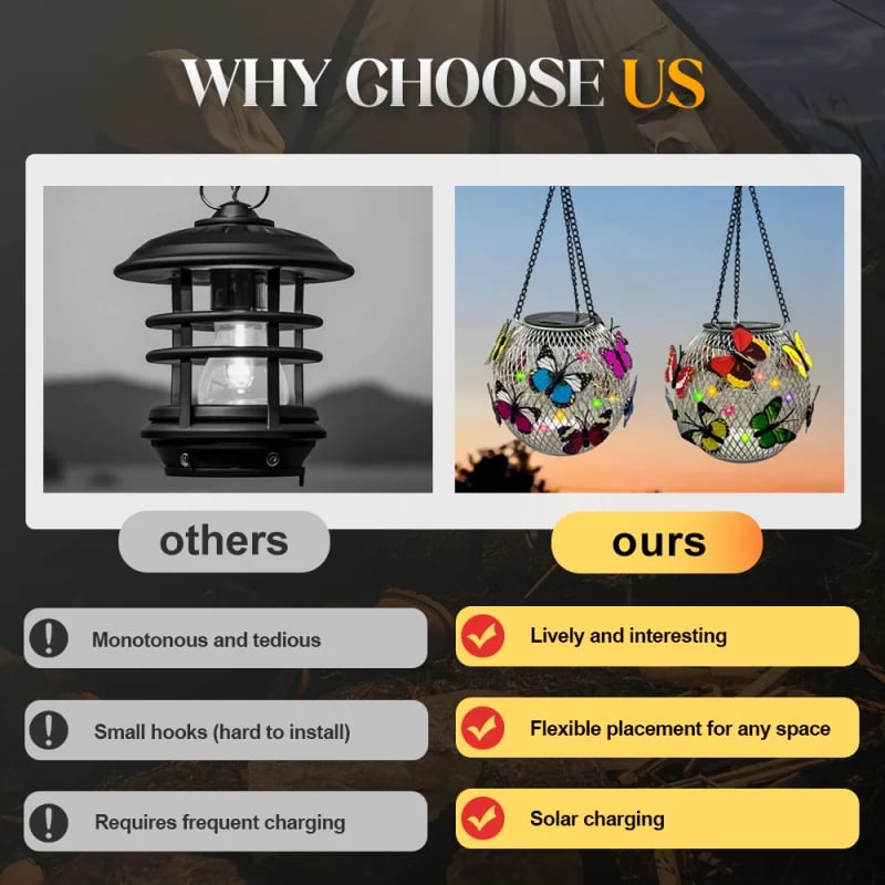 ⏳Solar Garden Pendant Light | Handcrafted Iron Art Lantern for Magical Outdoor Ambiance