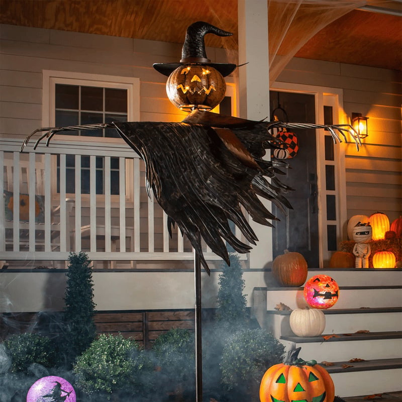 🎃 Halloween Solar Scarecrow Jack O' Lantern Metal Ground Stake