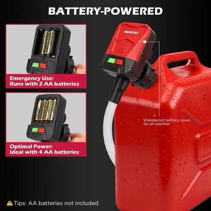 Portable Automatic Transfer Pump 3.2 GPM – Electric Battery Powered Liquid Transfer with Auto-Stop Sensor & 3 Adapters