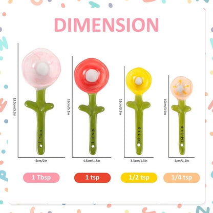 Ceramic Flower Measuring Spoons Set with Pink Pot Holder 🌸