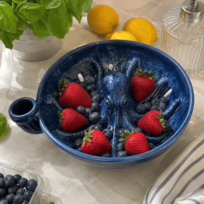 Bold Indigo Octopus Berry Colander