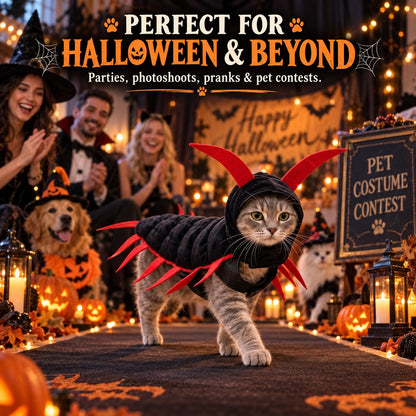 😺Halloween Cat Centipede Costume – Funny 3D Padded Creepy Crawler Outfit for Cats