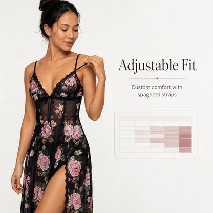 🔥Last Day 49% OFF - Sheer Floral Rose Print Maxi Dress 🎁Buy 2 Free Shipping