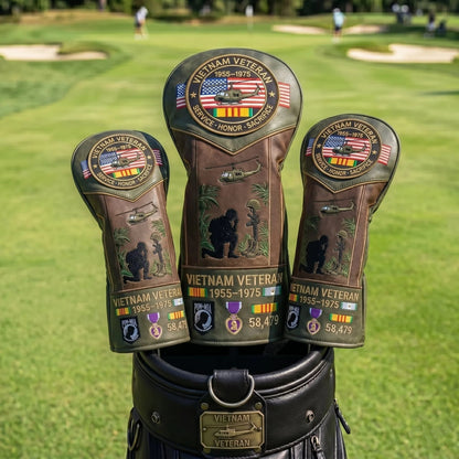 ⛳️Vietnam Veteran Tribute Elite Leather Golf Head Cover -1955-1975 Service Tribute