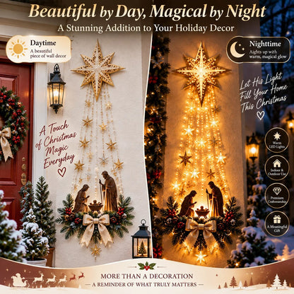 ✨✝️ Bethlehem Star of Faith™ – Lighted Nativity Wall Decor✝️