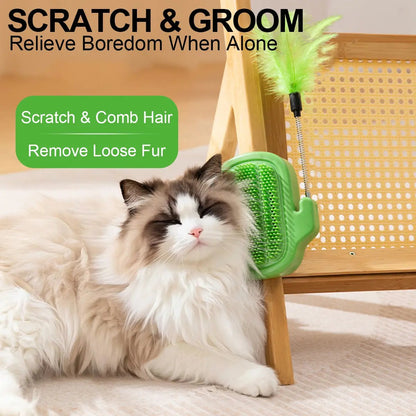 3-in-1 Soft Plastic Cat Corner Groomer with Catnip - Grooming Supplies