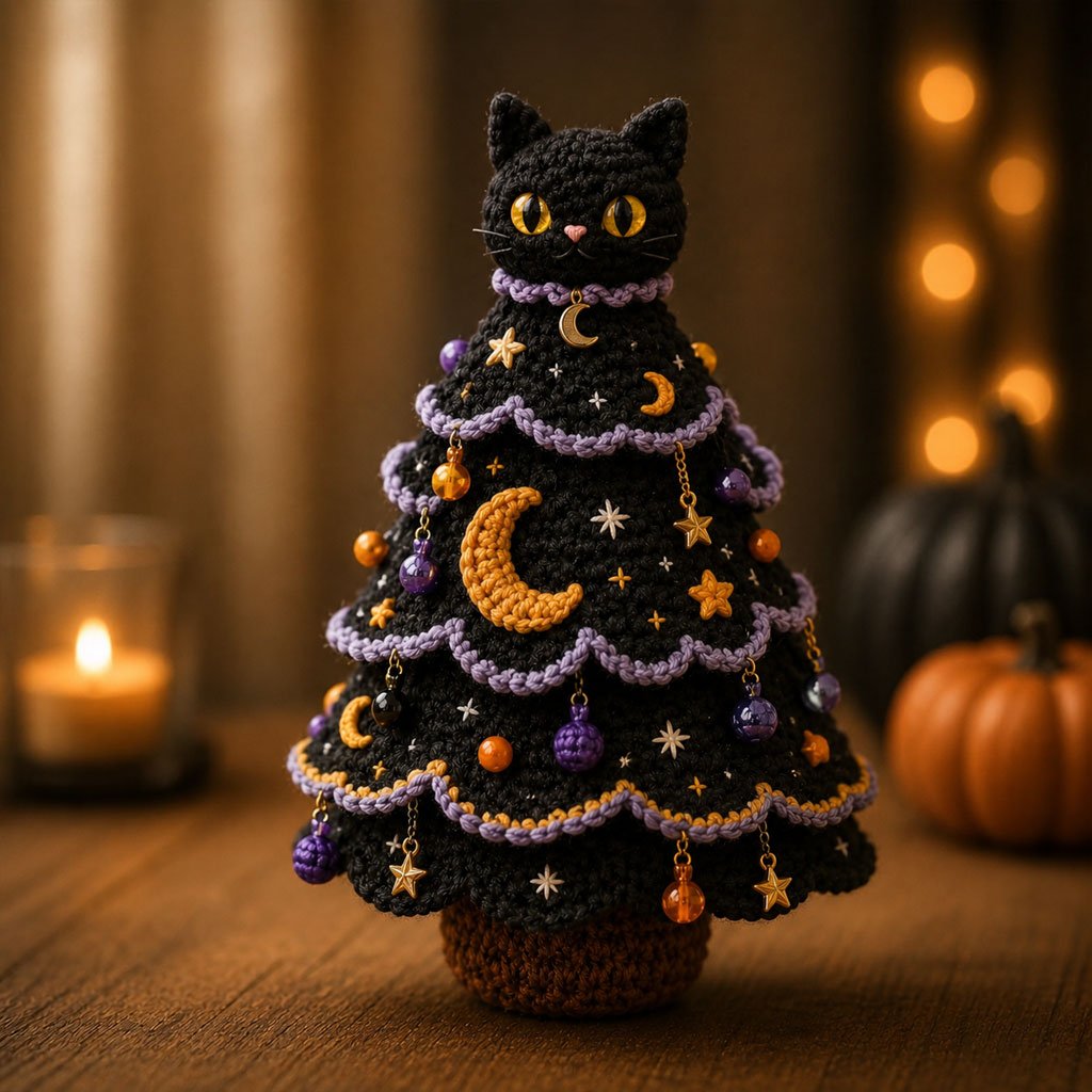 🎃 Halloween Tree DIY Crochet Kit | All-In-One Kit for a Layered 7-Inch Spooky Tabletop Decoration 🧶👻✨