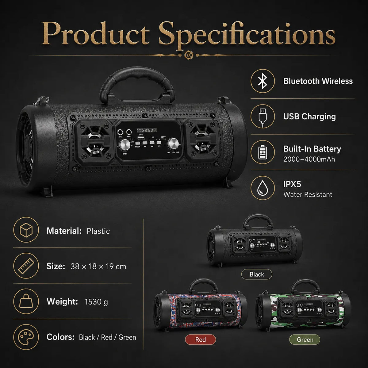 🎤 Portable Wireless Karaoke Bluetooth Speaker – Big Sound, Party Anywhere