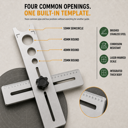 🛠️ Stainless Steel Tile Positioning Ruler – Adjustable Drill Guide & Precision Measuring Tool