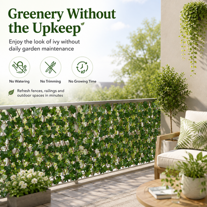 Expandable Ivy Privacy Fence – Retractable Green Lattice Screen for Patio & Garden
