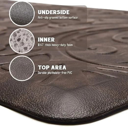 Mexican Inspired Brown Kitchen Anti-Fatigue Mat for Home Kitchen Decor
