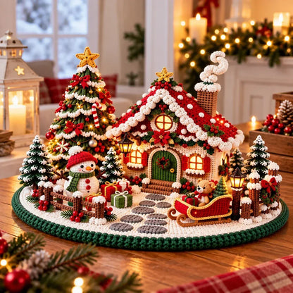 Crochet pattern for a festive winter village with a chalet – Amigurumi