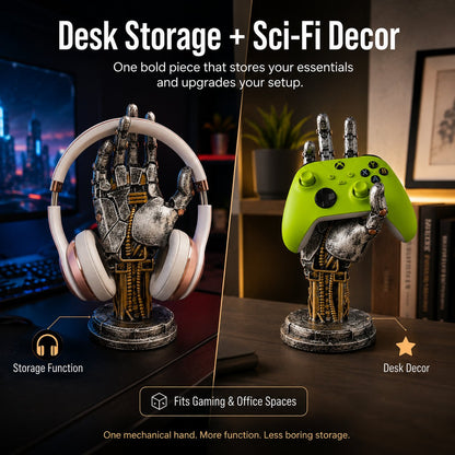 Cyberpunk Mechanical Hand Controller And Headphone Desk Stand