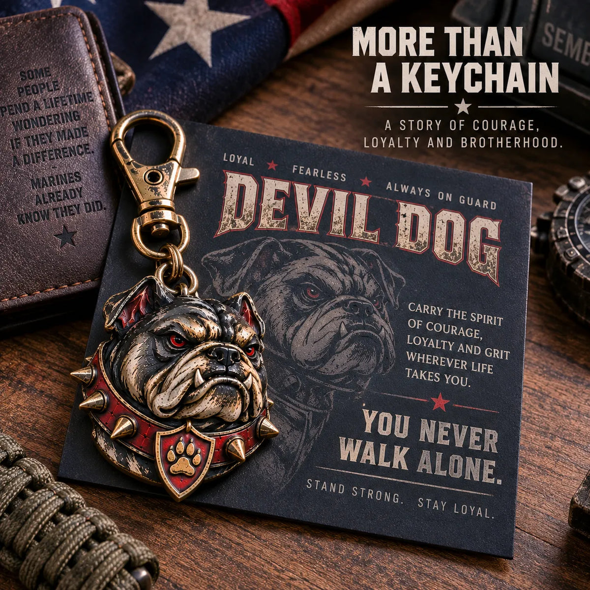 🐶 Devil Dog Guardian 3D-Style Metal Keychain – 50% OFF