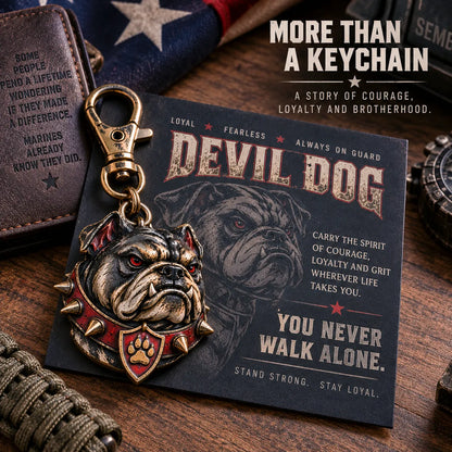 🐶 Devil Dog Guardian 3D-Style Metal Keychain – 50% OFF