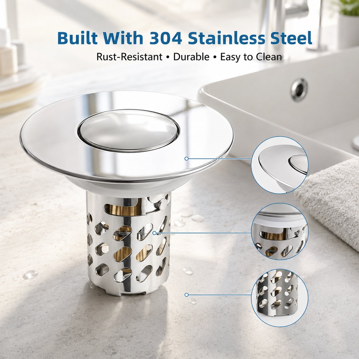 Pop-Up Sink Drain Stopper 🚿