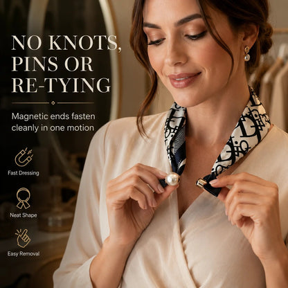 ✨ Effortless Glamour: Pop-On Pearl Necklace Scarf 🧣