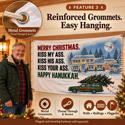 🎅 3x5FT Single Sided Christmas Funny Quote Flag with Metal Grommets | Adult Humor Holiday Yard Decoration