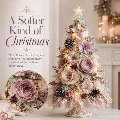 🌸🎄Blush Bloom Pre-Lit Floral Christmas Tree