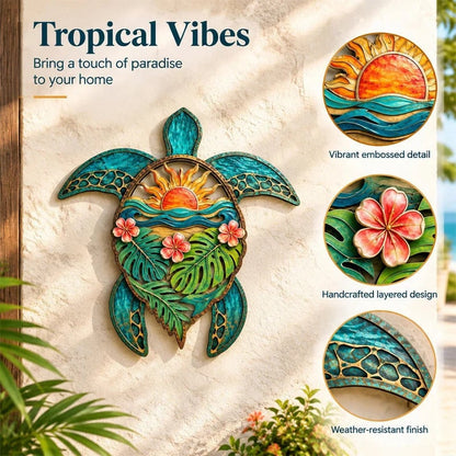 🏖️Tropical Sea Turtle Sunset Wall Decor