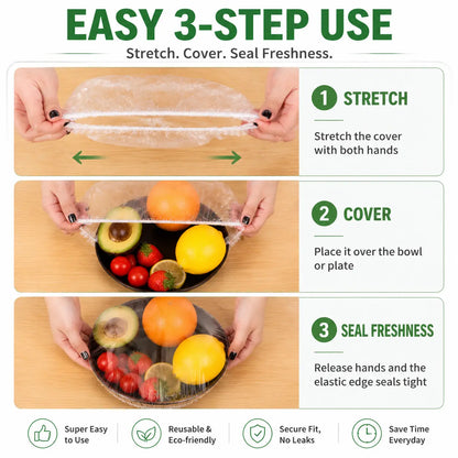 🍽️ 100PCS Disposable Stretch Food Covers | Elastic Bowl Covers