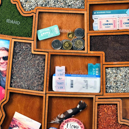 🎁 Personalized USA Travel Memory Map – Collect & Display Your Travel Keepsakes
