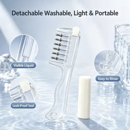 ⭐💧Refillable Scalp Oil Applicator Comb with 6 Metal Massage Tips – Even Root Serum Distribution & Scalp Stimulation for Hair Care