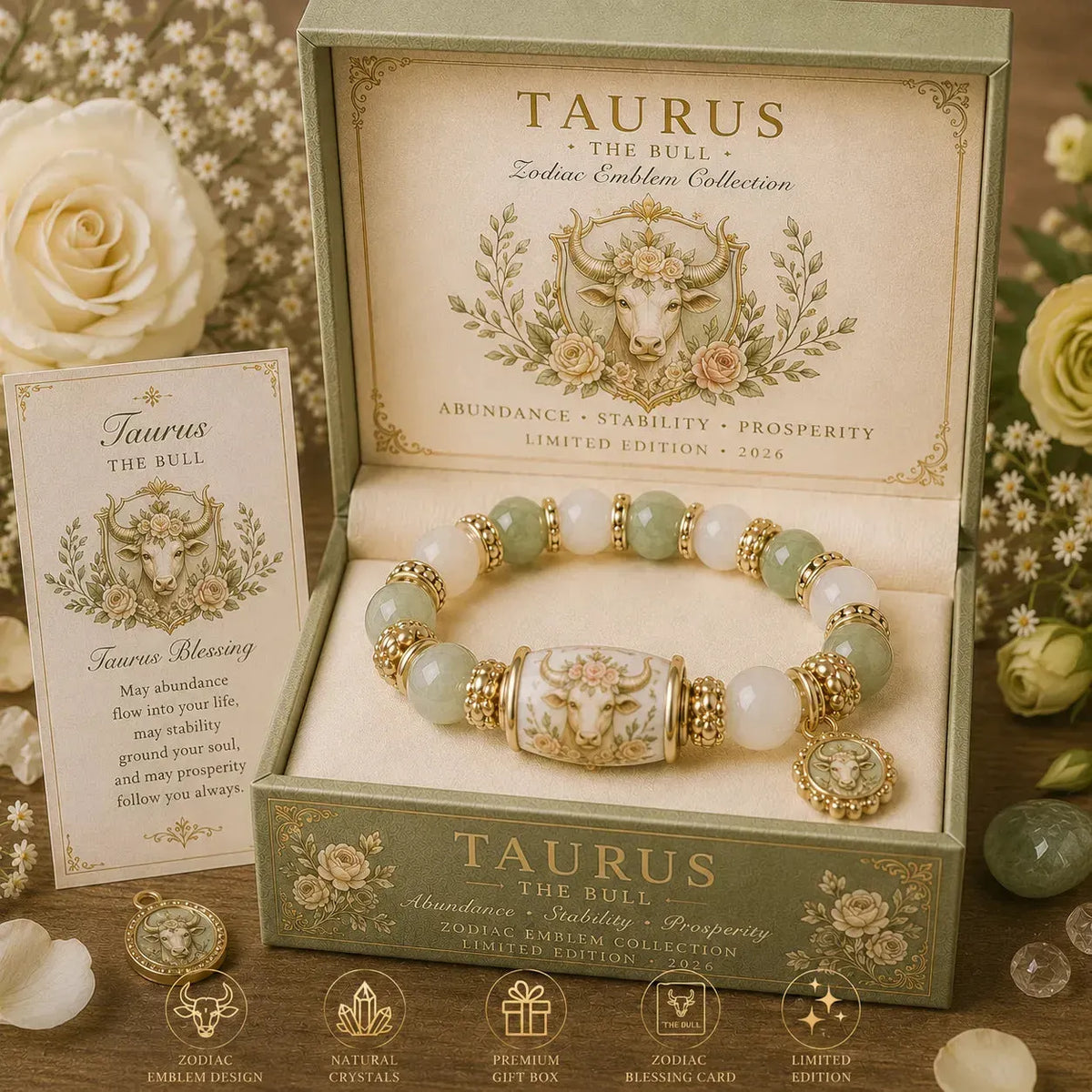 ⏳ Last Day 49% OFF – ♈ 12 Zodiac Natural Chalcedony Bracelet Collection | 10–12mm Gemstone Beads, Symbolic Zodiac Charm, Stretch Fit & Collector’s Gift Box Included ✨
