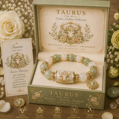⏳ Last Day 49% OFF – ♈ 12 Zodiac Natural Chalcedony Bracelet Collection | 10–12mm Gemstone Beads, Symbolic Zodiac Charm, Stretch Fit & Collector’s Gift Box Included ✨