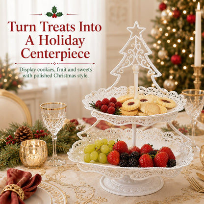 Christmas Tree Two-Tier Serving Stand